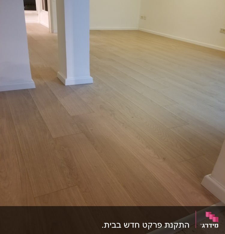 רצפת פרקט עץ בהירה בחדר פנימי